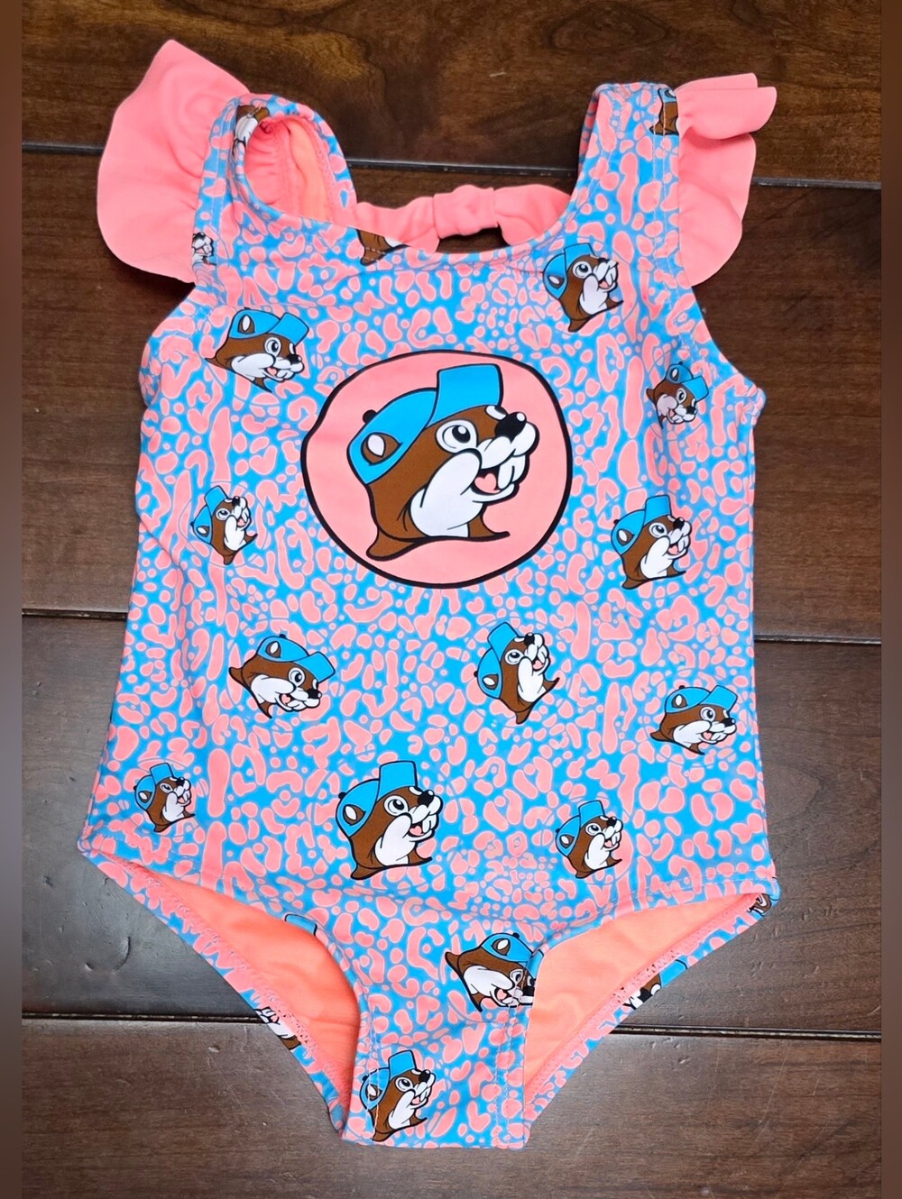 NWOT Baby Girl Buc-ee's Swimsuit Pink Blue Size 9-12 Months